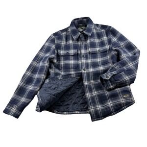 Jachs New York Shirt Jacket Flannel Shacket Mens M Quilt Lined Wool Blue Plaid